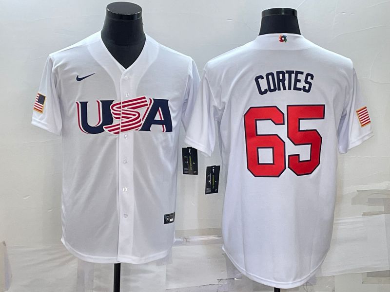 Men 2023 World Cub USA #65 Cortes White Nike MLB Jersey6->more jerseys->MLB Jersey